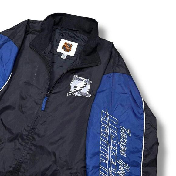 Vintage NHL Tampa Bay Lightning Windbreaker Jacket Black Blue Large Retro 90s - Picture 3 of 12